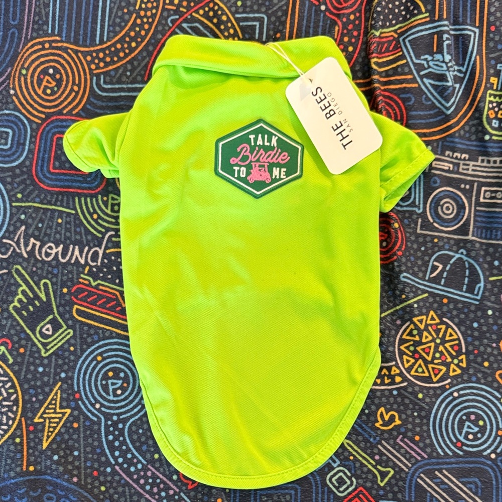Green Dog golf Shirt with 'Talk Bride to Me' Patch